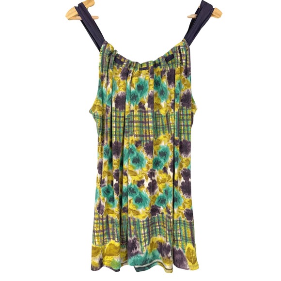 Deletta Tops - Deletta Anthropologie Tank Top M Floral Plaid Print Rayon Blend Bohemian Relaxed